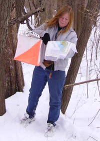 Sharon Siegler in the snow at Nockamixon, photo by Petr Hartmann