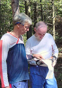 Mark Frank & John Campbell discussing route choices at FC North, photo by Kathy Urban